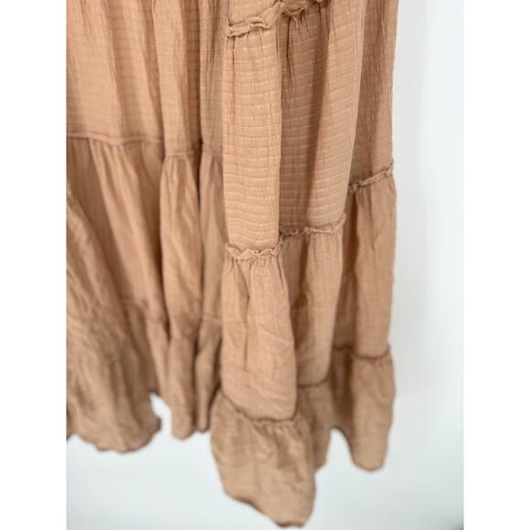 Earthbound Trading Co Cardigan Women XL Brown Kimono Tiered Duster Boho Tie Lace - Picture 4 of 8